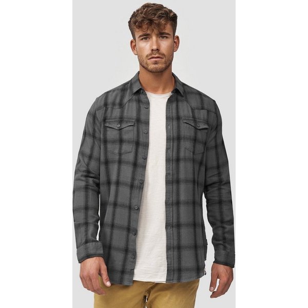 INDICODE Langarmhemd Herren Altin Herrenhemd Langarm Flanellhemd im Karo-Design