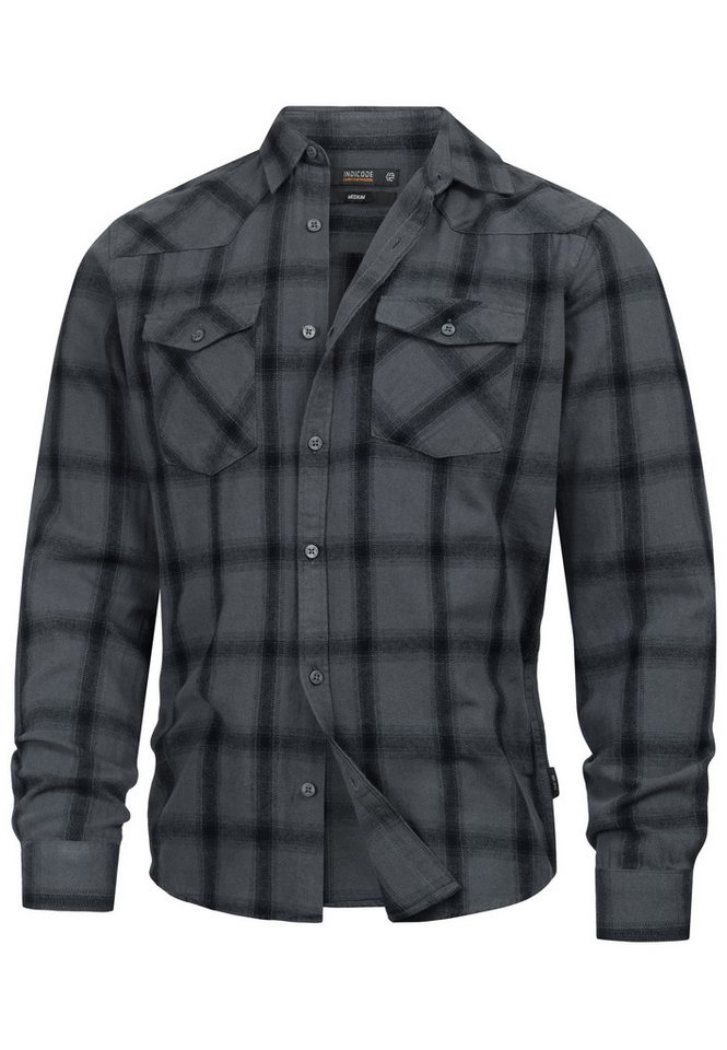 INDICODE Langarmhemd Herren Altin Herrenhemd Langarm Flanellhemd im Karo-Design – Bild 2 von 5