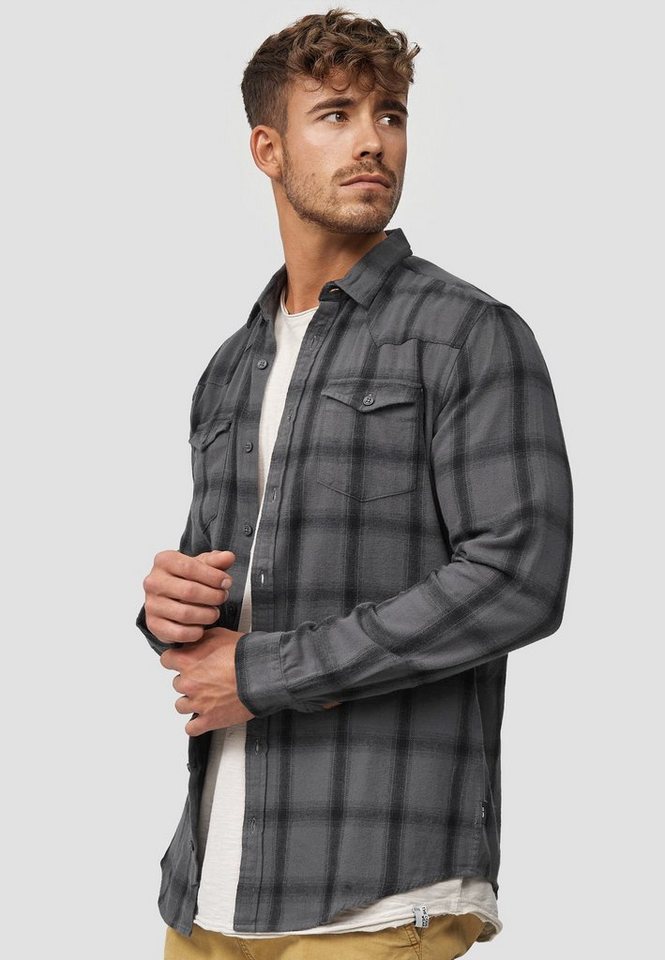 INDICODE Langarmhemd Herren Altin Herrenhemd Langarm Flanellhemd im Karo-Design – Bild 4 von 5