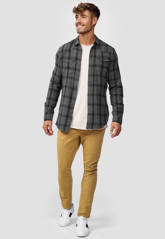 INDICODE Langarmhemd Herren Altin Herrenhemd Langarm Flanellhemd im Karo-Design – Bild 5 von 5