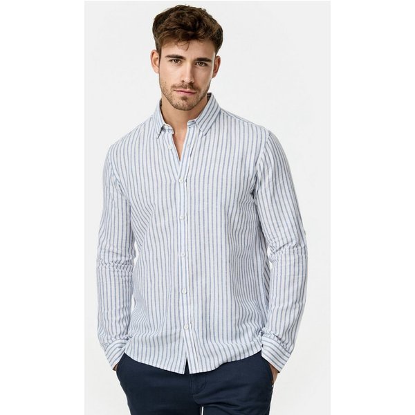 INDICODE Langarmhemd Herren Brayden Herrenhemd Langarm mit Button-Down-Kragen