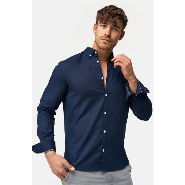 INDICODE Langarmhemd Herren Brayden Herrenhemd Langarm mit Button-Down-Kragen