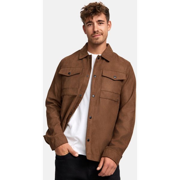 INDICODE Langarmhemd Herren INFinny Herrenhemd Langarm Stylisches Fake-Suede-Hemd