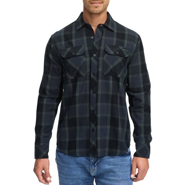 INDICODE Langarmhemd Herren INPomal Herrenhemd Langarm Herren Karohemd aus 100% Baumwolle mit Brusttaschen und Umlegekragen