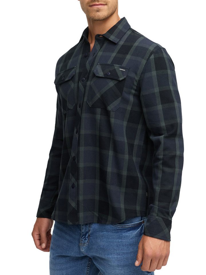 INDICODE Langarmhemd Herren INPomal Herrenhemd Langarm Herren Karohemd aus 100% Baumwolle mit Brusttaschen und Umlegekragen – Bild 3 von 5