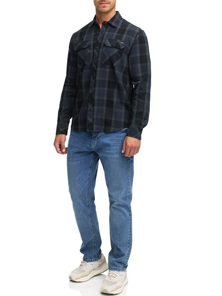 INDICODE Langarmhemd Herren INPomal Herrenhemd Langarm Herren Karohemd aus 100% Baumwolle mit Brusttaschen und Umlegekragen – Bild 5 von 5