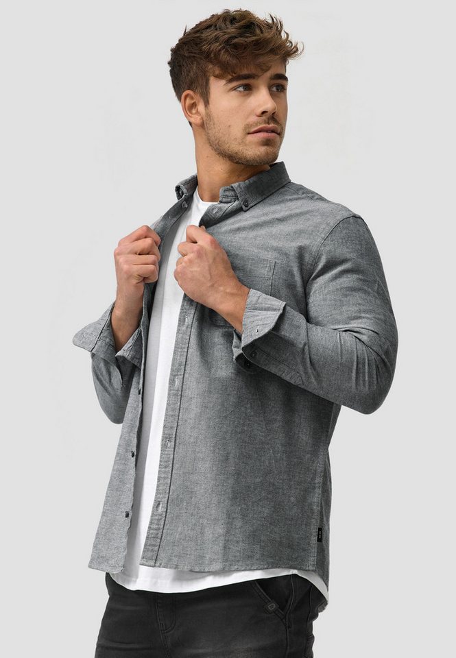 INDICODE Langarmhemd Herren Kepner Herrenhemd Langarm mit Button-Down-Kragen und Brusttasche – Bild 3 von 5