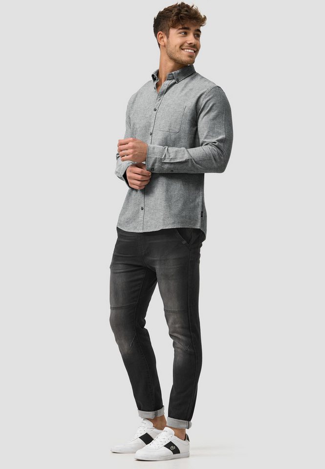 INDICODE Langarmhemd Herren Kepner Herrenhemd Langarm mit Button-Down-Kragen und Brusttasche – Bild 4 von 5