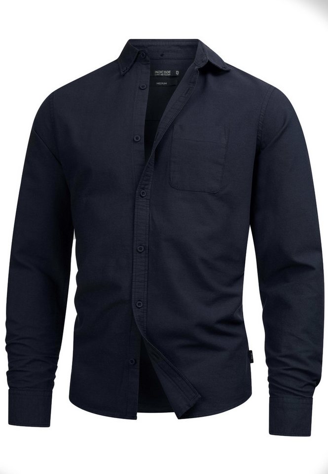 INDICODE Langarmhemd Herren Kepner Herrenhemd Langarm mit Button-Down-Kragen und Brusttasche – Bild 2 von 5