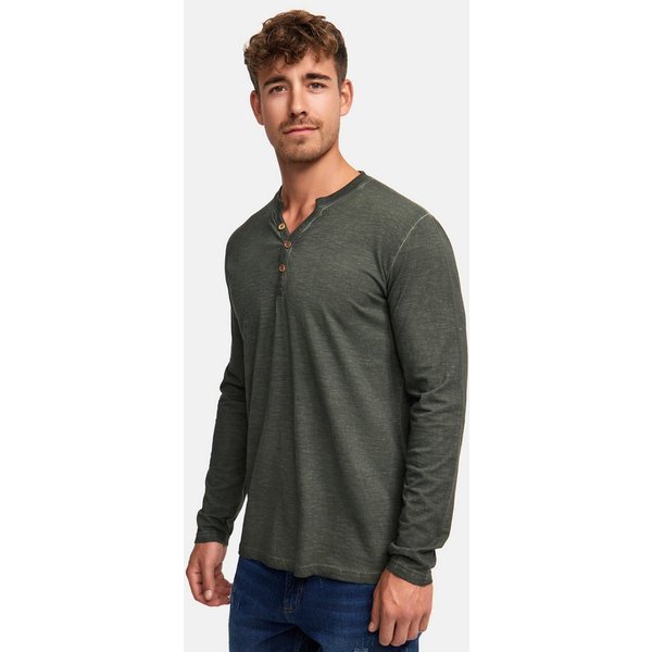 INDICODE Langarmshirt Herren INKilsone Shirt Langarm Herrenshirt lässiges Longsleeve mit modischer Knopfleiste
