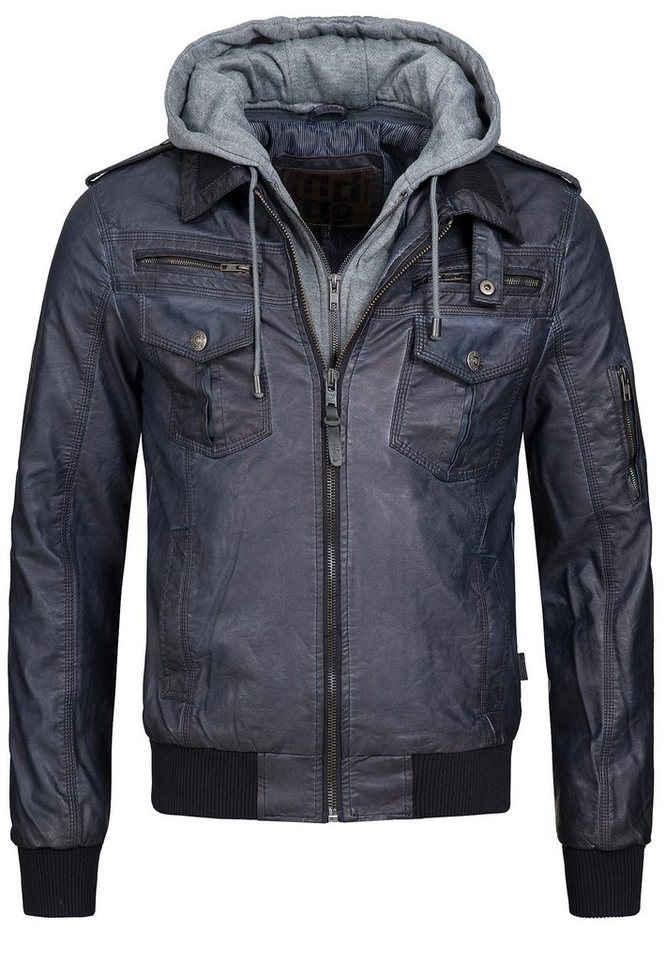 INDICODE Lederimitatjacke Herren Aaron Übergangsjacke Herrenjacke mit gerippten Ärmel - und Saumabschluss – Bild 2 von 5