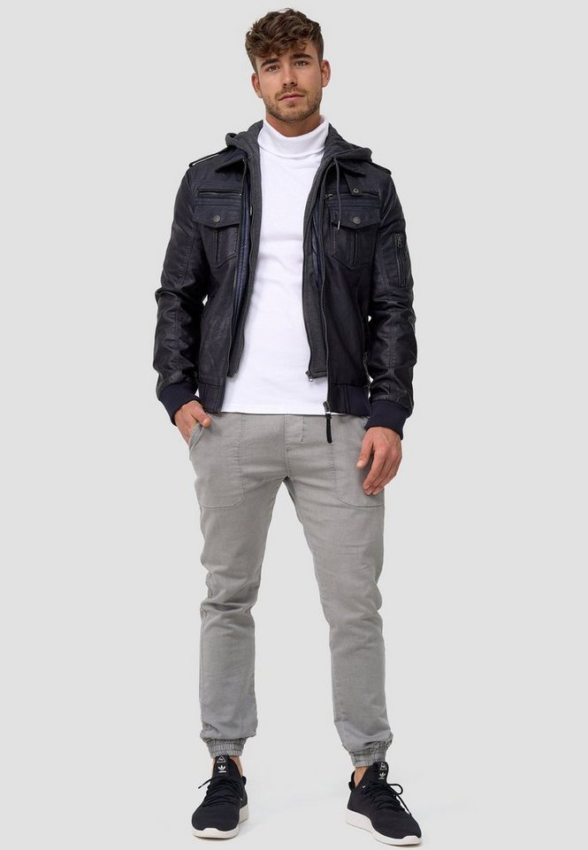 INDICODE Lederimitatjacke Herren Aaron Übergangsjacke Herrenjacke mit gerippten Ärmel - und Saumabschluss – Bild 5 von 5