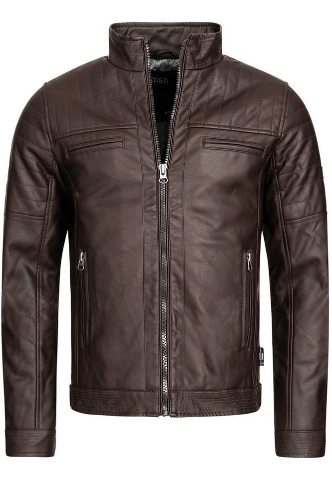 INDICODE Lederimitatjacke Herren Brook Übergangsjacke Herrenjacke mit stilvollen Applikationen – Bild 2 von 5