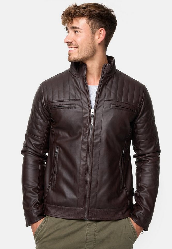 INDICODE Lederimitatjacke Herren Brook Übergangsjacke Herrenjacke mit stilvollen Applikationen – Bild 4 von 5