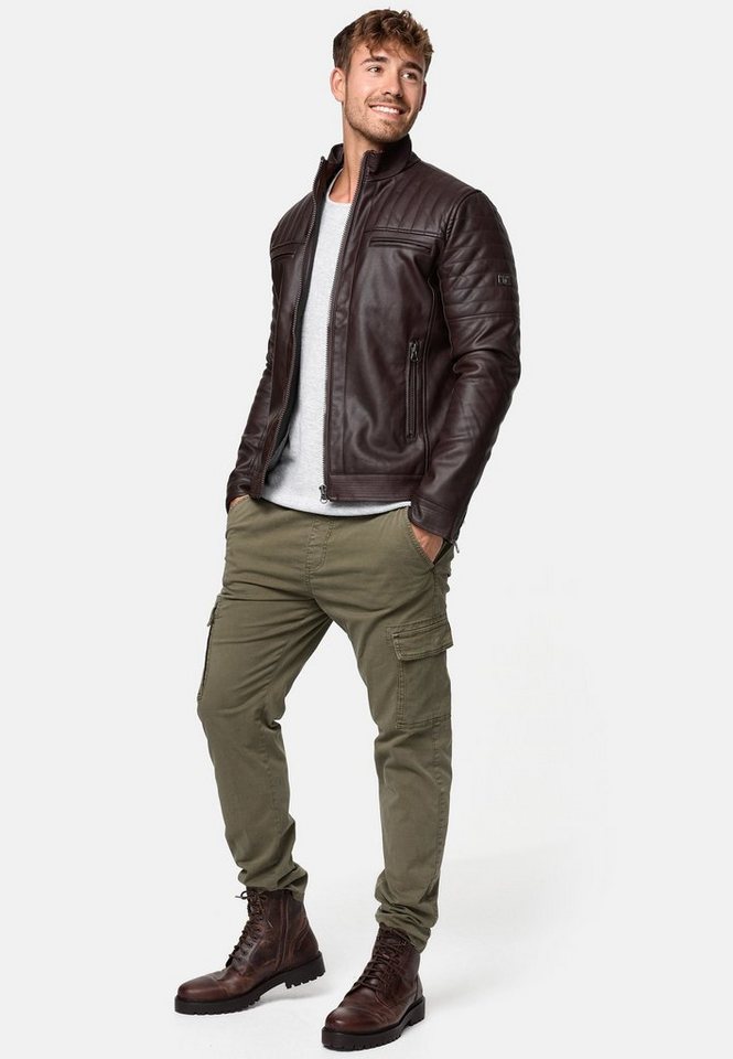 INDICODE Lederimitatjacke Herren Brook Übergangsjacke Herrenjacke mit stilvollen Applikationen – Bild 5 von 5