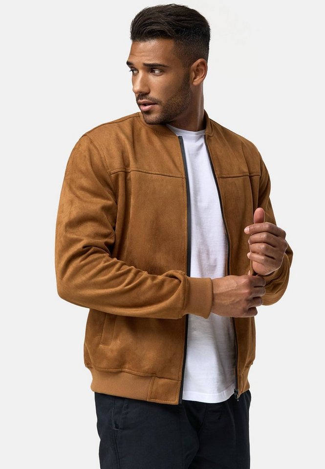INDICODE Lederimitatjacke Herren Ibon Übergangsjacke Herrenjacke Kunstlederjacke mit Stehkragen – Bild 3 von 5