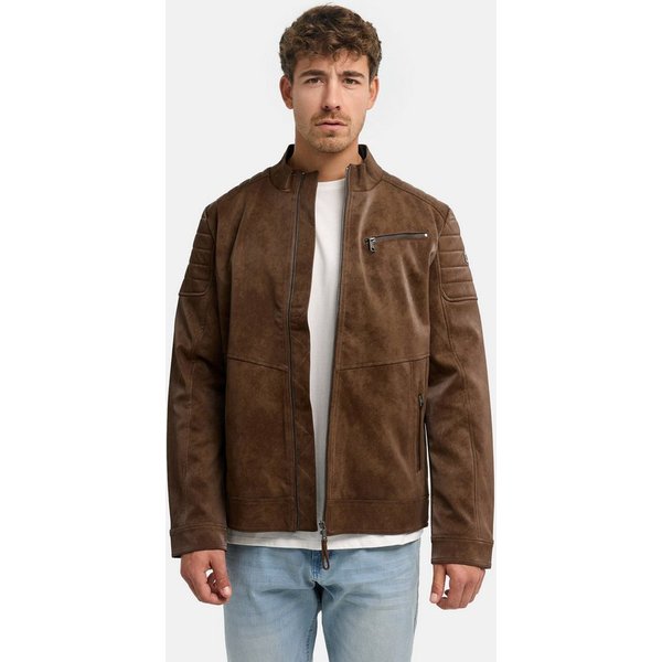 INDICODE Lederjacke INMaxhole mit Kunstleder-Optik, Stehkragen, Reißverschluss
