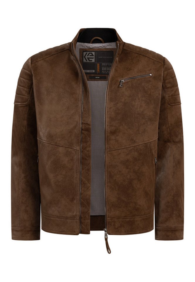 INDICODE Lederjacke INMaxhole mit Kunstleder-Optik, Stehkragen, Reißverschluss – Bild 2 von 5