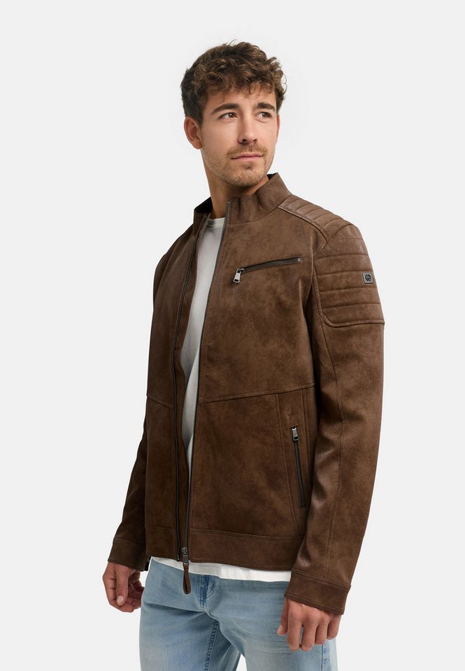 INDICODE Lederjacke INMaxhole mit Kunstleder-Optik, Stehkragen, Reißverschluss – Bild 3 von 5