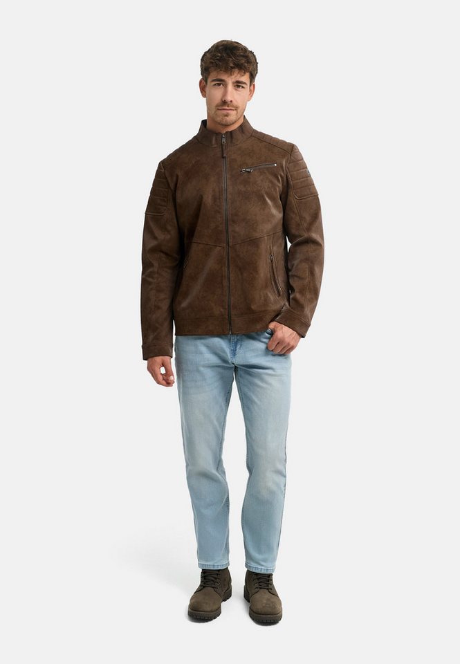 INDICODE Lederjacke INMaxhole mit Kunstleder-Optik, Stehkragen, Reißverschluss – Bild 5 von 5