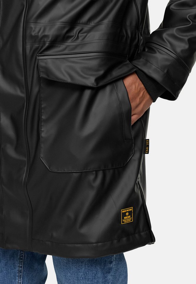 INDICODE Regenmantel Herren INTommy Nässeschutz Herrenjacke mit Kapuze und vielen funktionalen Taschen – Bild 5 von 5