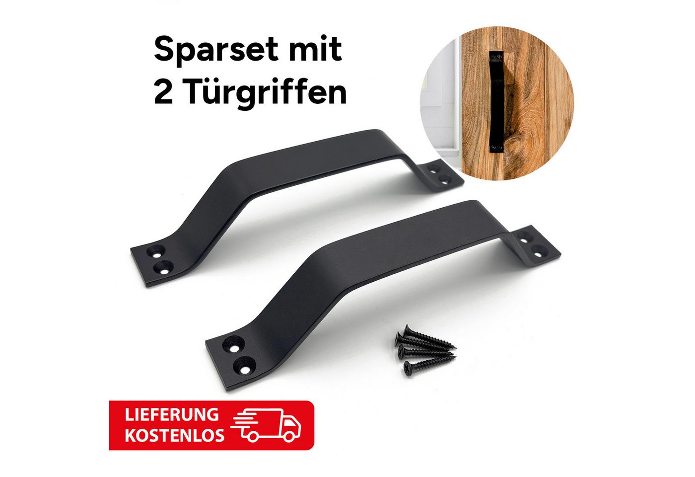 INDO Türbeschlag Scheunentorgriff, Stahl, Vorschraubgriff, Schiebetür Handgriff (Spar-Set mit 2 Türgriffen, Versandkostenfreie Lieferung, 10 St., 2 Türgriffe pr – Bild 2 von 5