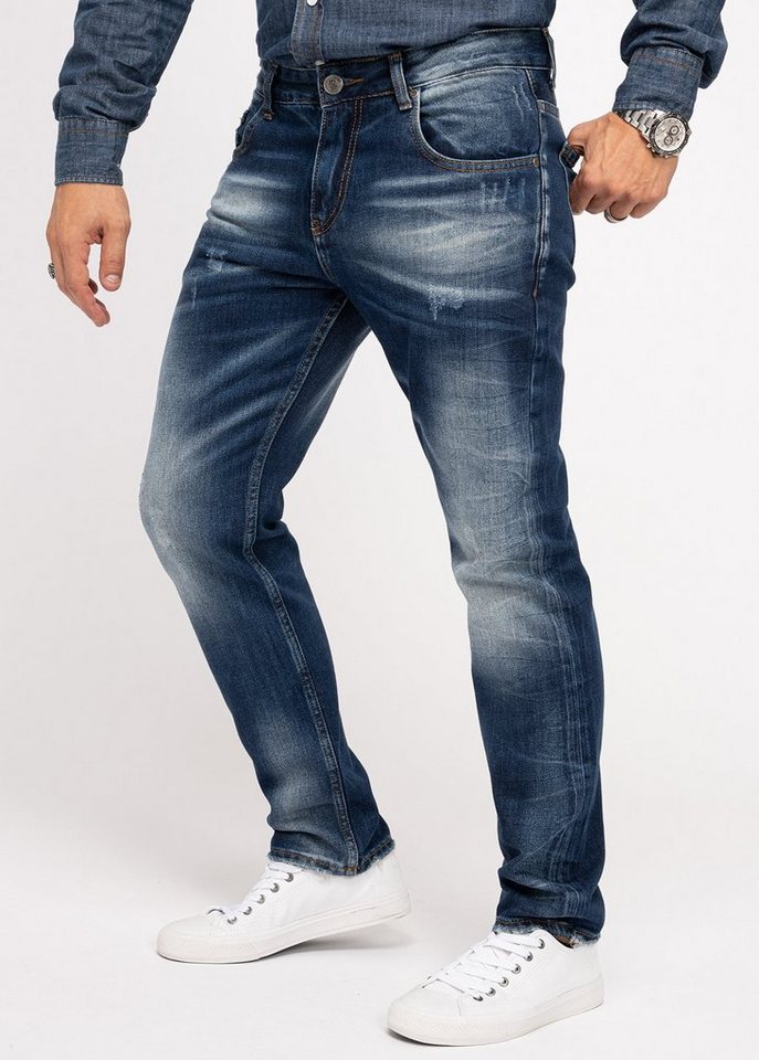 Indumentum Regular-fit-Jeans Herren Jeans Stonewashed Dunkelblau IR-503 – Bild 2 von 5