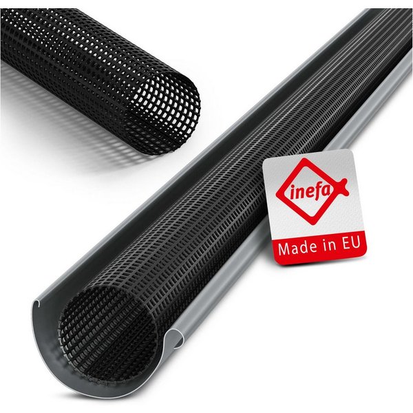 INEFA Dachrinne, Laubschutzgitter Dachrinnen Laubschutz Schwarz, PVC 125-180mm, 2m, 1-St., Laubfang Dachrinennschutz, Dachrinnenabdeckung, Made in Germany