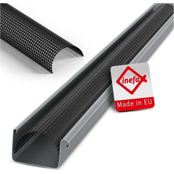 INEFA Dachrinne, Laubschutzgitter Dachrinnen Laubschutz Schwarz, PVC 68mm, 2m, 1-St., Laubfang Dachrinennschutz, Dachrinnenabdeckung, Made in Germany