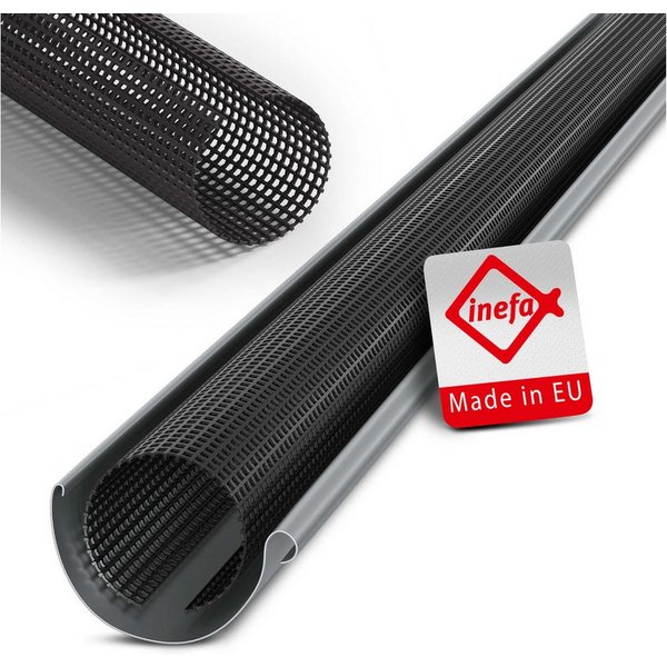 INEFA Dachrinne, Laubschutzgitter Dachrinnen Laubschutz Schwarz, PVC 100-125mm, 2m, 1-St., Laubfang Dachrinennschutz, Dachrinnenabdeckung, Made in Germany