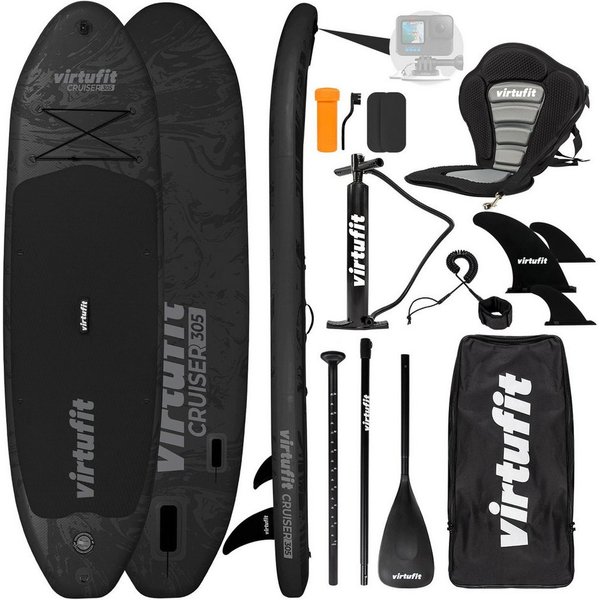 VirtuFit Inflatable SUP-Board VirtuFit Supboard Cruiser 305 Schwarz mit Kajak-Sitz