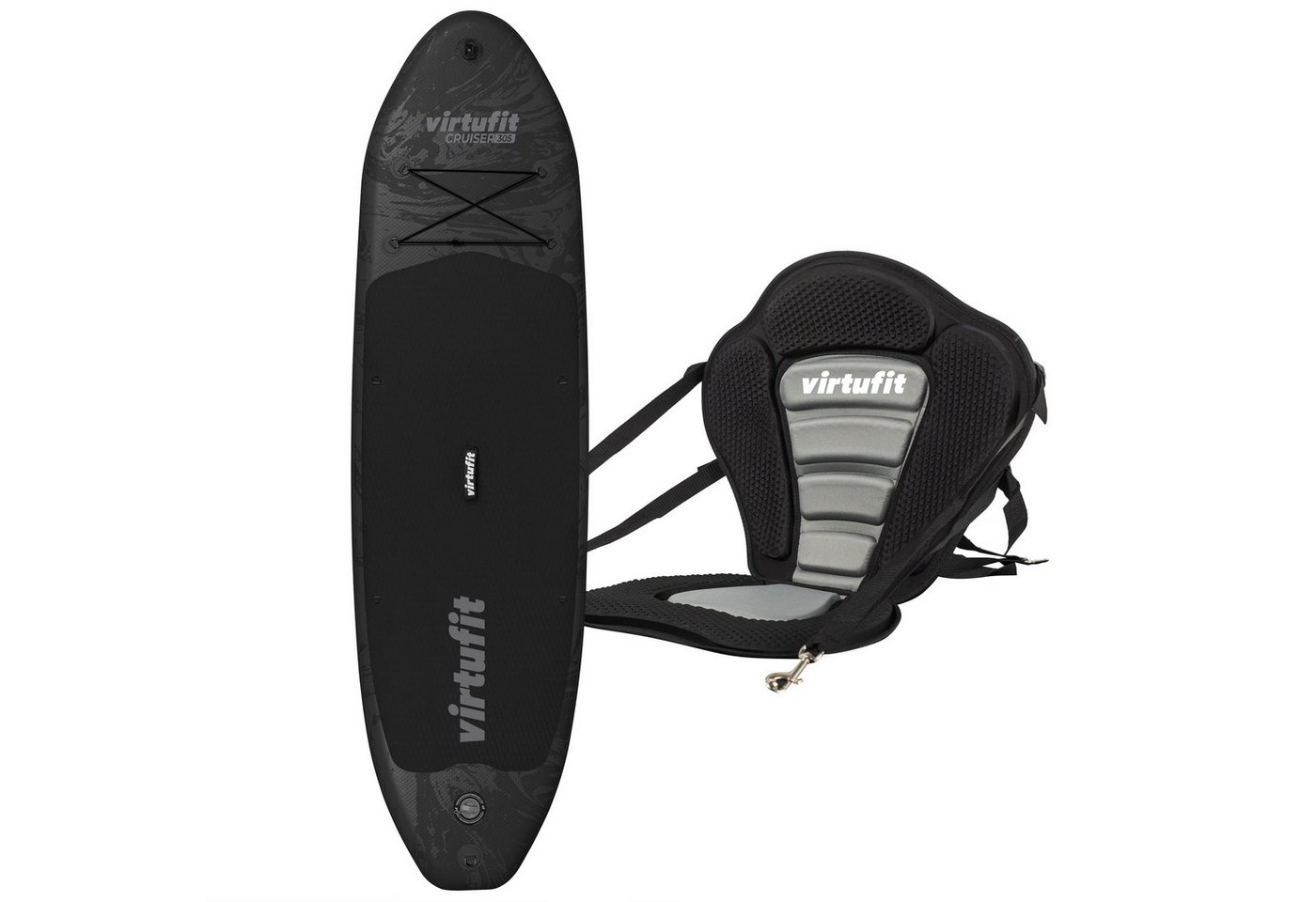 VirtuFit Inflatable SUP-Board Cruiser 305 - Schwarz - mit Kajaksitz, Zubehör und Tragetasche – Bild 2 von 5