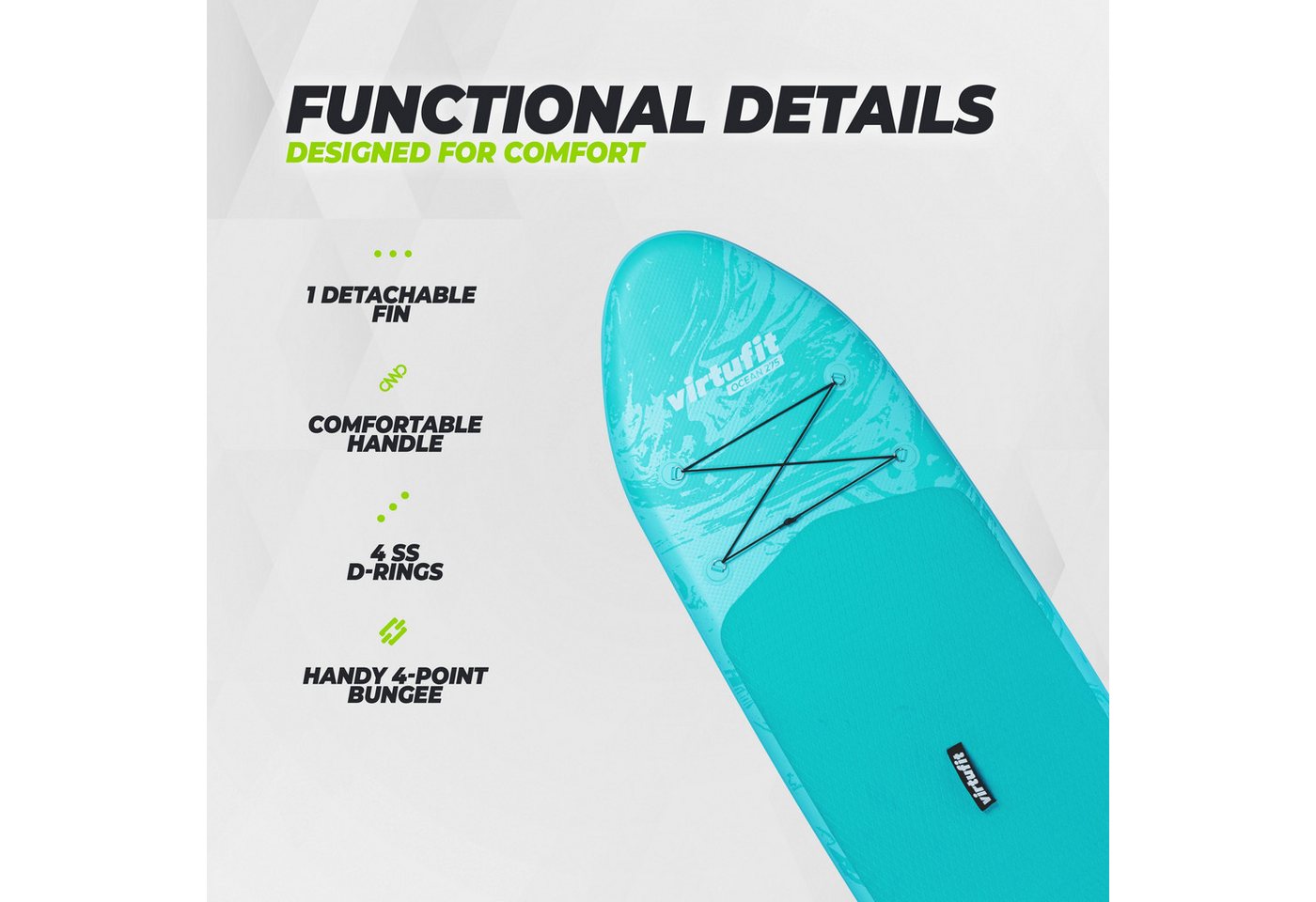 VirtuFit Inflatable SUP-Board Ocean 275 - Pink - mit Zubehör und Tragetasche – Bild 4 von 5