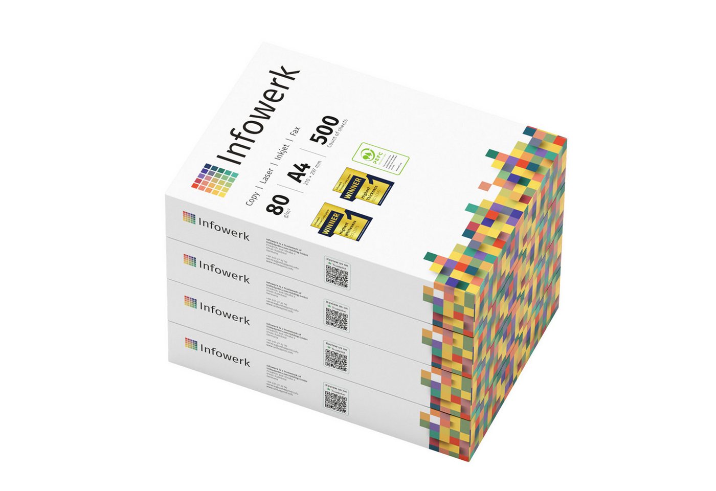 Infowerk Druckerpapier Kopierpapier 2000 Blatt A4 80g Premium Weiß Testsieger PEFC, PEFC-Zertifikat (GFA-PEFC-COC-500582) – Bild 2 von 3