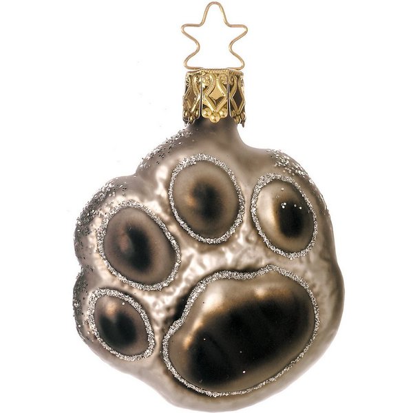INGE-GLAS® Christbaumschmuck, Christbaumschmuck Glas Pfötchen Figur 6,5cm - Grau