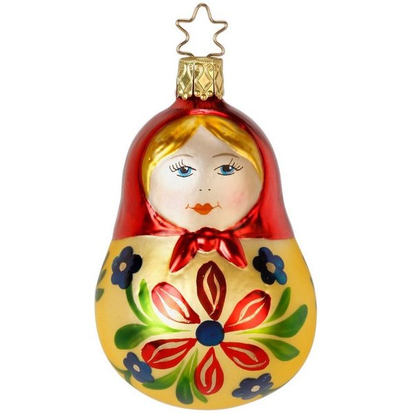 INGE-GLAS® Christbaumschmuck, Christbaumschmuck Glas Babuschka Matroschka 9cm Bunt