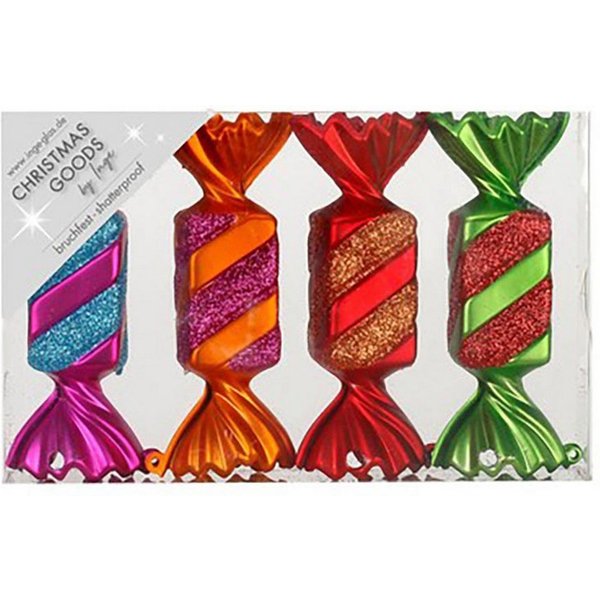 INGE-GLAS® Weihnachtsbaumkugel Weihnachtsdeko Bonbons MilleFiori, 10,5 cm, 4 St