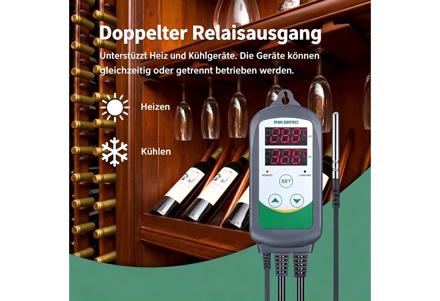 INKBIRD Steckdosen-Thermostat 2,4 GHz WLAN Temperaturregler, Heiz- und Kühlthermostat mit Steckdose, max. 2200 W, Komfortable App-Steuerung & flexible Nutzung – Bild 3 von 5
