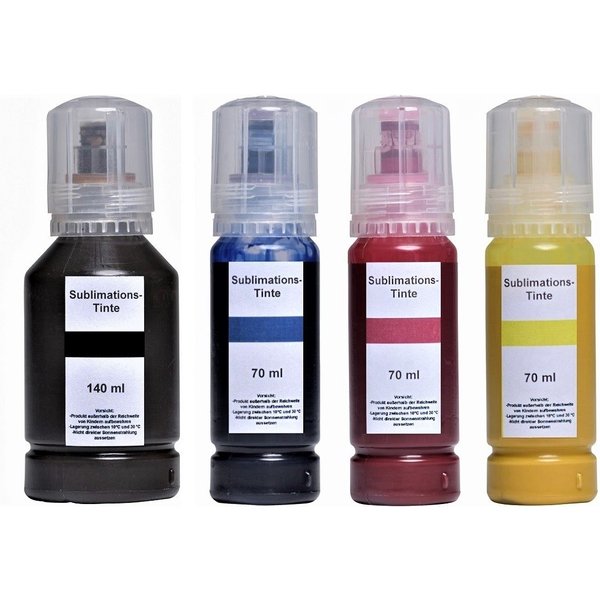 inkpro 350 ml Sublimationstinte black, cyan, magenta, yellow für Ecotank 104, Nachfülltinte (für Epson, EcoTank ET-1810, ET-2710, ET-2711, ET-2712, ET-2714, ET-