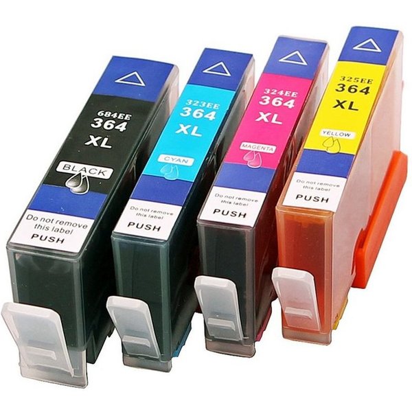 inkpro Druckerpatronen-Set kompatibel mit HP 364 XL BK, C, M, Y Tintenpatrone (für Deskjet 3070, 3520, 3521, 3522, 3524, D5445, D5460, Officejet 4610, 4620, 462