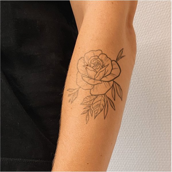 Inkster Schmuck-Tattoo Detaillierte Rose Tattoo, wasserfestes temporäres Tattoo, 2 Wochen Halt