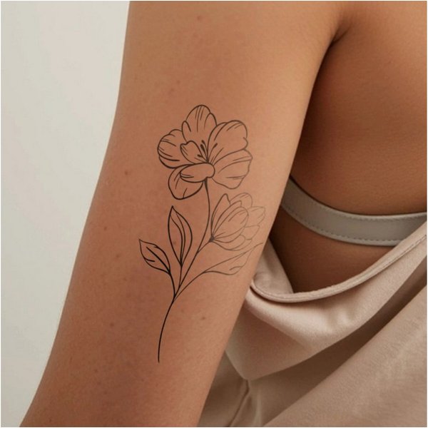 Inkster Schmuck-Tattoo filigrane Blume Tattoo, wasserfestes temporäres Tattoo, 2 Wochen Halt