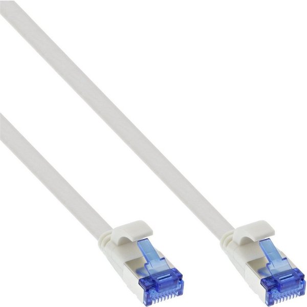 Inline InLine® Patchkabel flach, U/FTP, Cat.6A, TPE halogenfrei, weiß, 20m LAN-Kabel