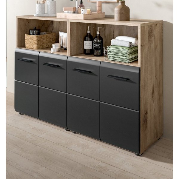 Inn.Furn Badkommode Cover (Spar-Set, 2x Kommode Schwarz und Eiche, 120 x 80 cm), einzeln oder als Doppelkommode