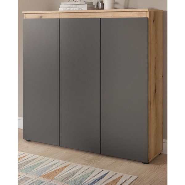 Inn.Furn Kombikommode Assino (Hohe Kommode in Eiche und Grau, 3-türig, 105 x 111 cm), variabel einrichtbar, bis zu 10 Fächer
