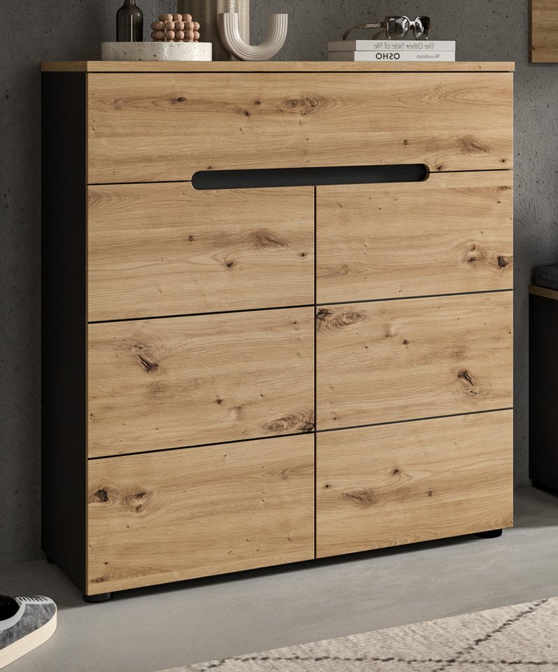 Inn.Furn Schuhkommode Cooper (Flurkommode in Artisan Eiche und grau, 80 x 94 cm), mit Soft-Close-Funktion – Bild 4 von 5