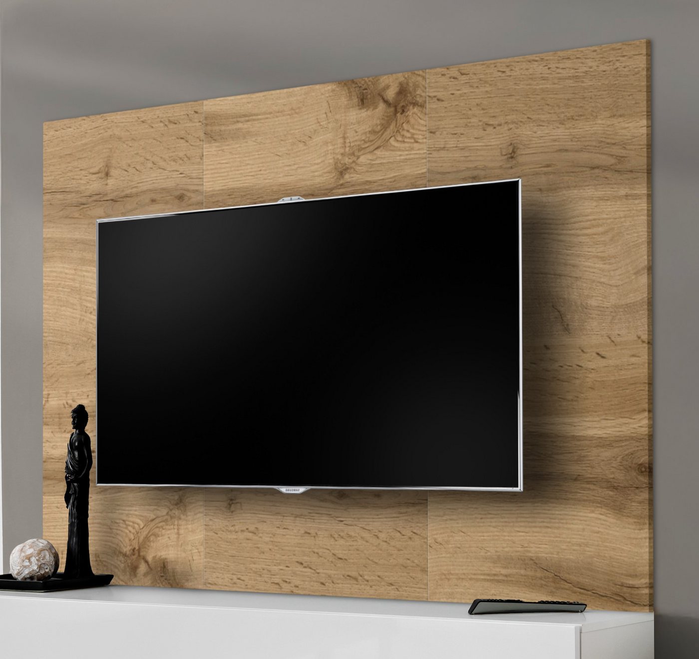 Inn.Furn Wandpaneel Public, BxL: 60x118 cm, (Flat-TV Rückwandpaneel in Eiche Wotan, 180 x 118 cm) mit Ausschnitt für TV-Wandhalterung – Bild 2 von 5