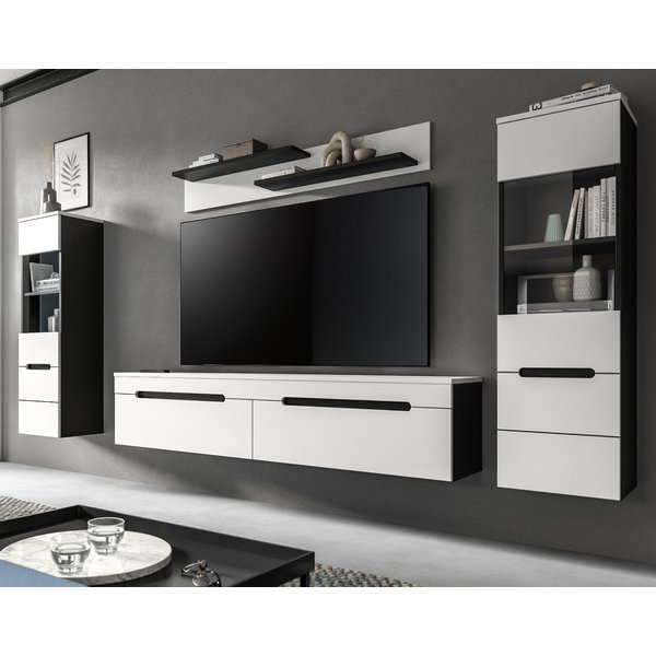 Inn.Furn Wohnwand Cooper, (Wohnkombination in Weiß matt und Basalt Grau, hängend oder stehend, Breite ca. 270 cm), mit Soft-Close