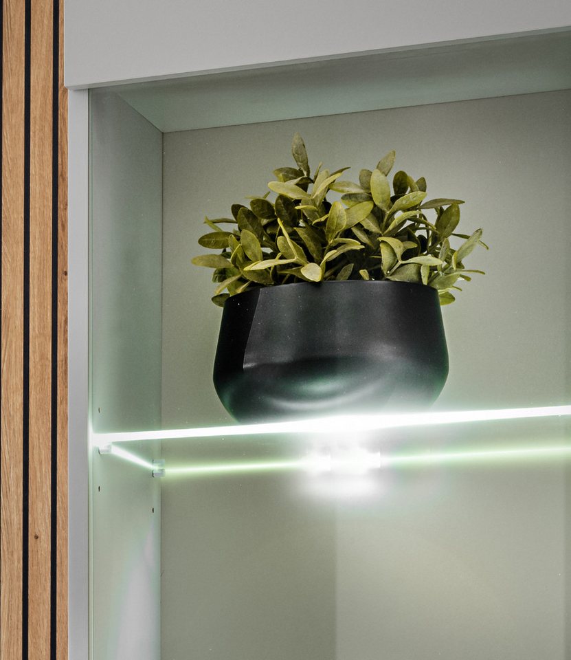 Inn.Furn Wohnwand iLike, (Fernsehschrank in hellem Grau mit Eiche Artisan, Breite 200), mit Push-To-Open, inklusive Beleuchtung – Bild 3 von 5