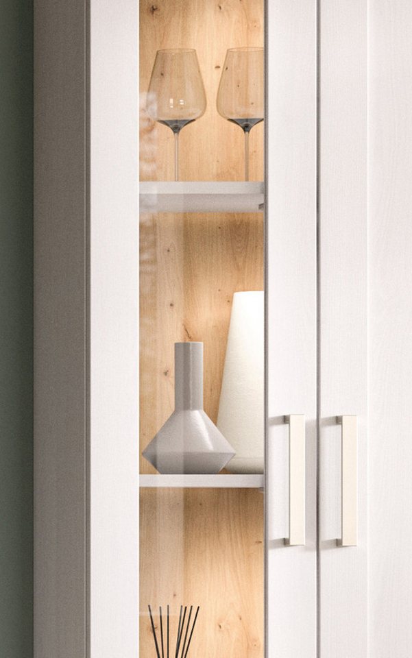 Inn.Furn Wohnwand Mirano, (in weiß Lärche Landhaus und Eiche Artisan, 4-teilig, 316 x 161 cm), mit viel Stauraum, verschiedene Stellmöglichkeiten – Bild 5 von 5
